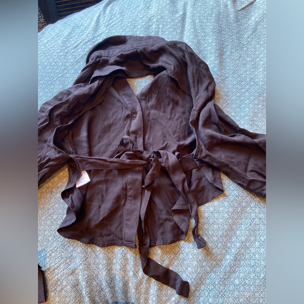 Black Superbowl Button Down Top With Open Back - image 1